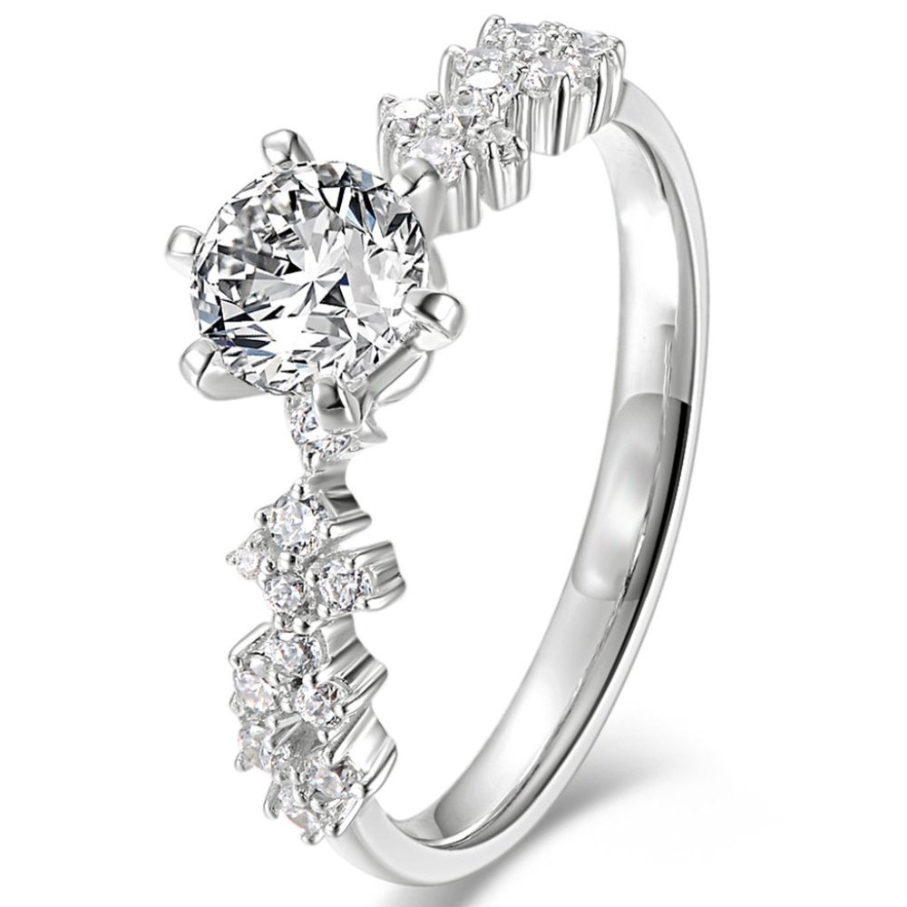 "Round Cut CZ Stone Wedding Promise Ring for Women, - Picture 3 of 4